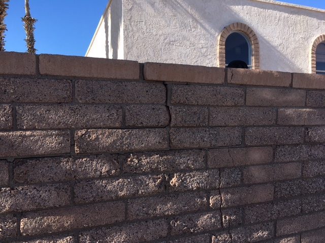 Water damage to brick wall, found during home inspection.